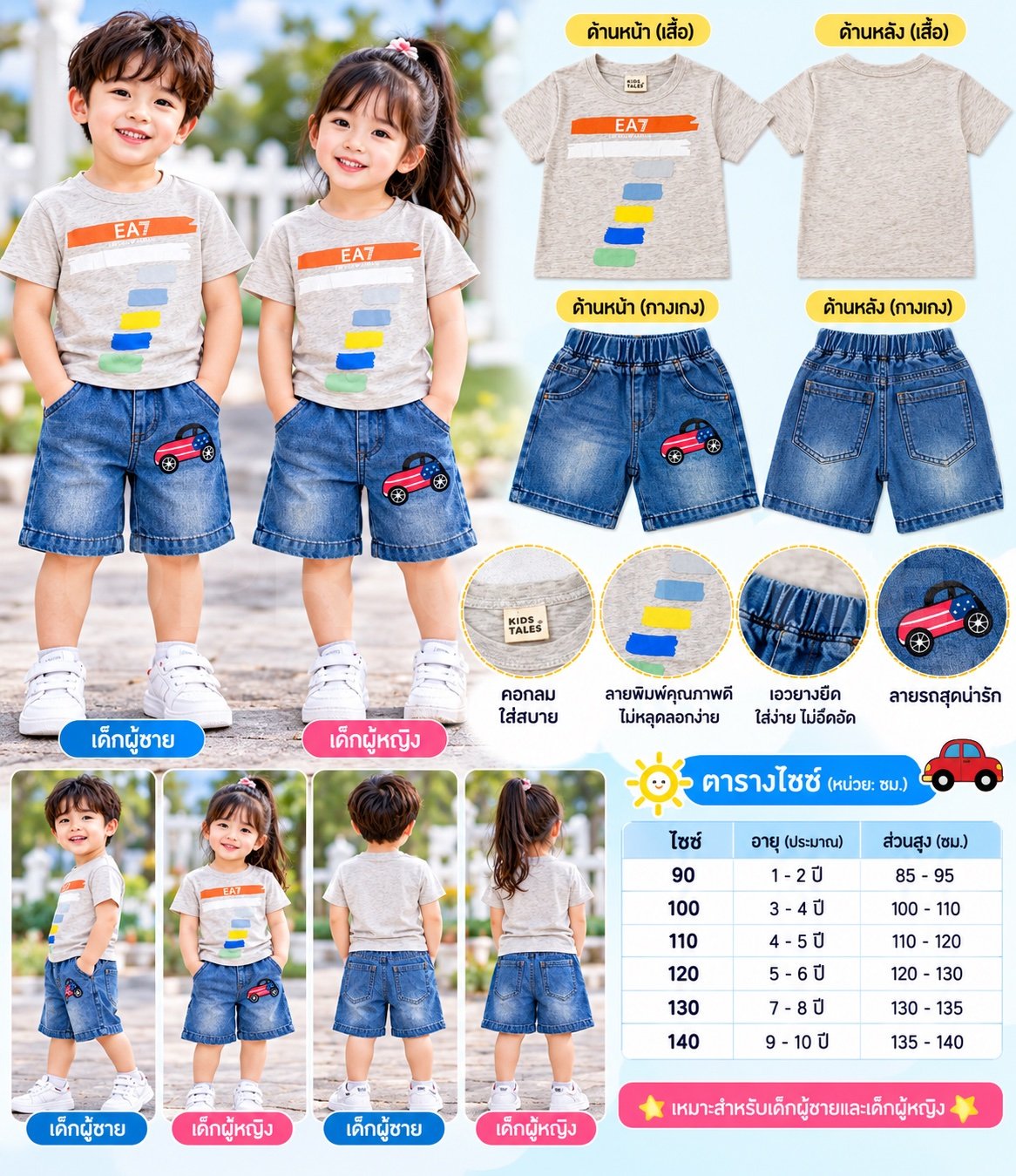 ชุดเซทเด็กเสื้อยืด-กางเกงยีนส์  4-5 ขวบ size 110