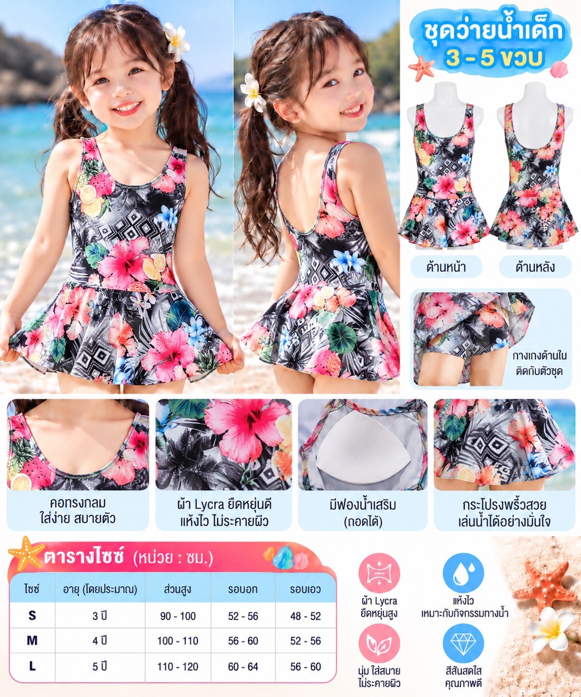 ชุดว่ายน้ำเด็ก3ถึง5ขวบ .