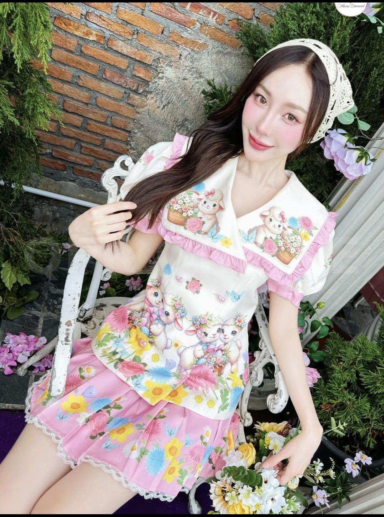 (มี S) Maria Diamond สีชมพูครีม Mido Pink Set ชุดเซ็ต 2 ชิ้นผ้าไหมเกาหลี เสื้อทรงสูท กระดุมหน้าปกใหญ่ + กระโปรงทรงเทนนิส มิ ซับใน ใส่ซิปหลัง/เสือยาว24/กางเกงยาว15/ จุด5ลงเดิม