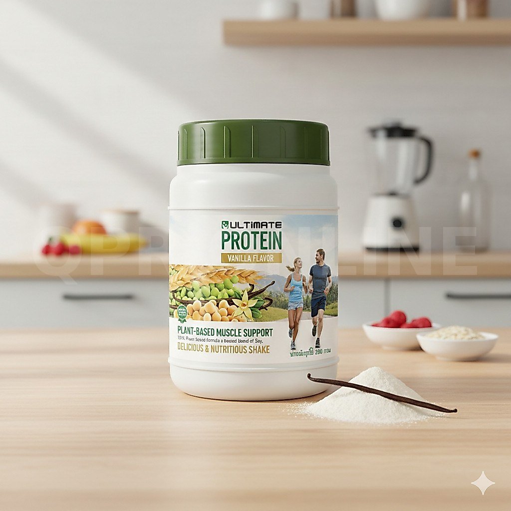 ผงโปรตีนรสวานิลลาละลายน้ำ Ultimate Protein Vanilla 200 กรัม 1 กระปุก