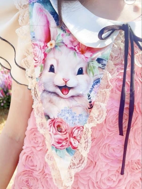 Maria Diamond สีชมพู Rabbit Primo Dress เดรสทรงปล่อยผ้ากุหลาบขน 3D สีชมพู พาลเทล แขนระบาย ปกแหลมพิมพ์ลาย ซิปหลัง มีซับใน /เดรสยาว33 /1นิวลงเดิม