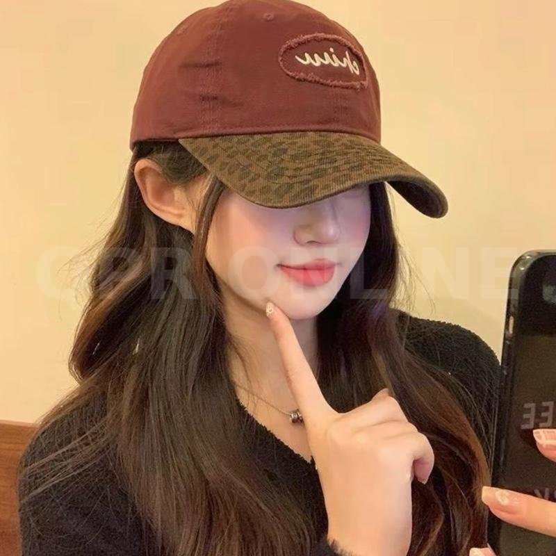 Halo studio พร้อมส่ง หมวกุแก้ป Y2K หมวกเบสบอลพิมพ์เสือดาว หมวกแฟชั่น — น้ำตาล ลายเสือ