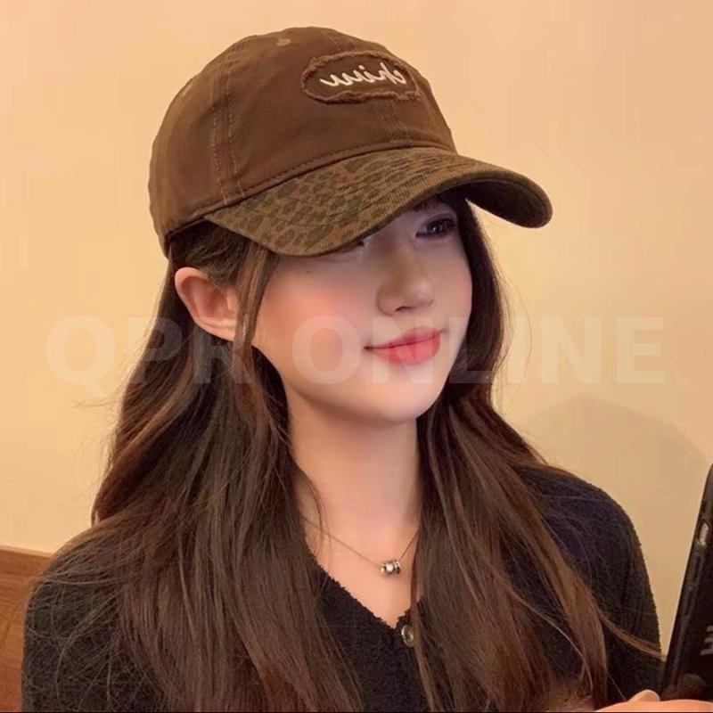 Halo studio พร้อมส่ง หมวกุแก้ป Y2K หมวกเบสบอลพิมพ์เสือดาว หมวกแฟชั่น — น้ำตาล ลายเสือ