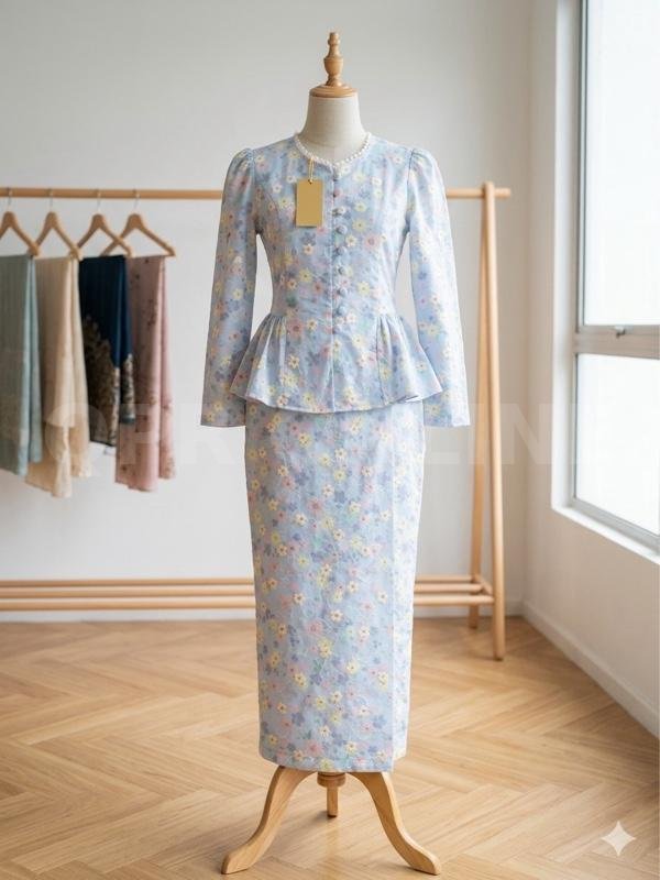 PASSION ชุด2ชิ้น เสื้อ+กระโปร่งผ้าฝ้ายแท้หรือผ้าคอตตอนปักฉลุลายผ้าฝ้าย (Cotton): เป็นที่นิยมมากสำหรับชุดพิมพ์ลายดอกไม้แนวพาสเทล เพราะสวมใส่สบาย